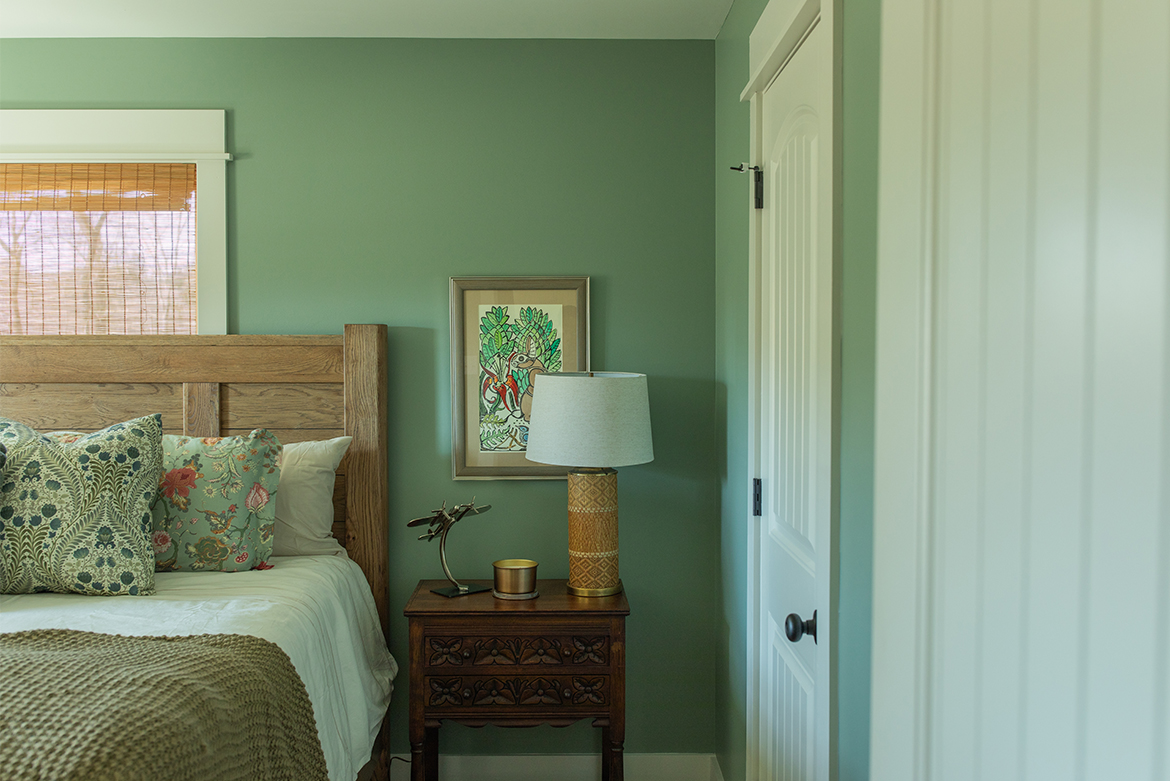 Bedroom with with Spring Spirits and Gilded Linen Color